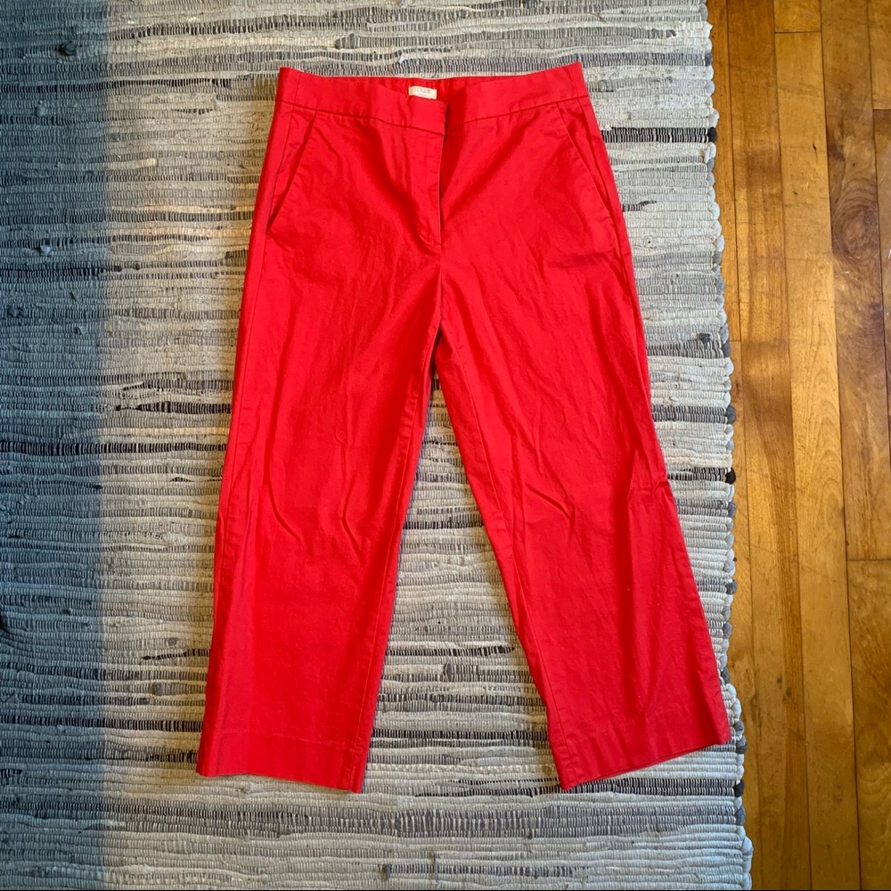 J Crew red cropped pants